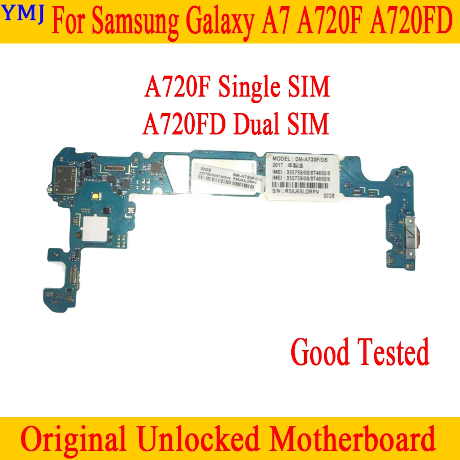 100% оригинальная материнская плата для Samsung Galaxy A7 A720F A720FD 1/2 sim разблокированная с