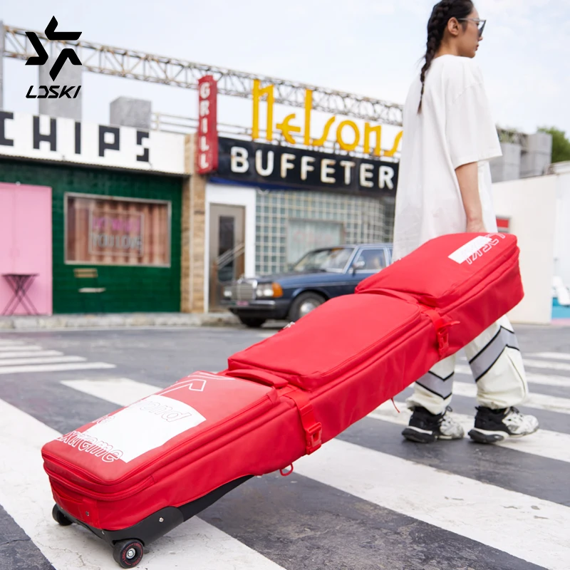 

LDSKI Wheeled Ski Bag 2021 TEAM-Series Helmet Boot Winter Snowboard bag waterproof material Dry Wet Separated Sections