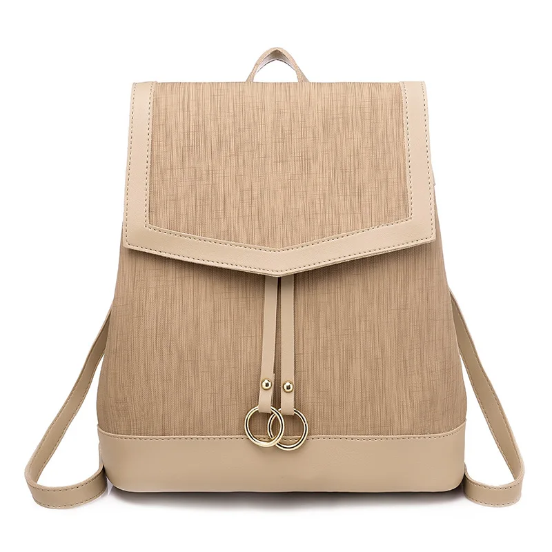 

2021 New Arrivals Women's PU Leather Backpack Solid Color Soft Surface Design College Series Leisure Backpack for Girls