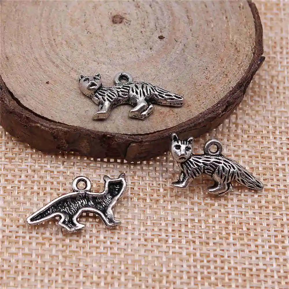 

Earring Charms For Jewelry Making 40pcs Cat Charms 21x11mm Antique Silver Plated