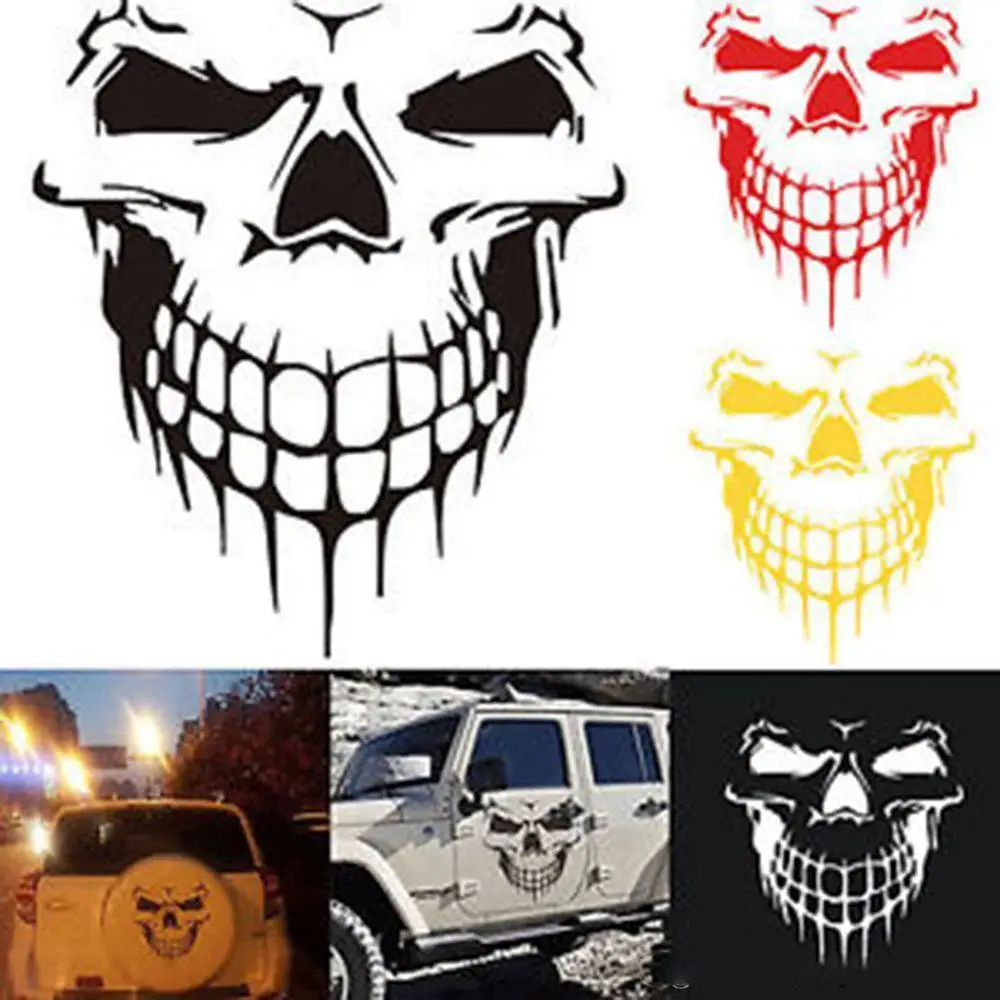 Car Sticker and Decals Reflective Skull Skeleton Hood Decal Rear Vinyl Side Door For Auto Window | Автомобили и мотоциклы