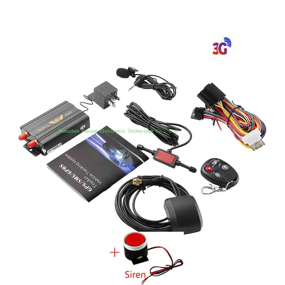 3G siren no box 3g COBAN gps 103B GSM/GPRS/gps Авто Автомобиль TK103B трекер устройство слежения с дистанционным управлением Противоугонная Автомобильная сигнализация - Цвет: 3G siren no box