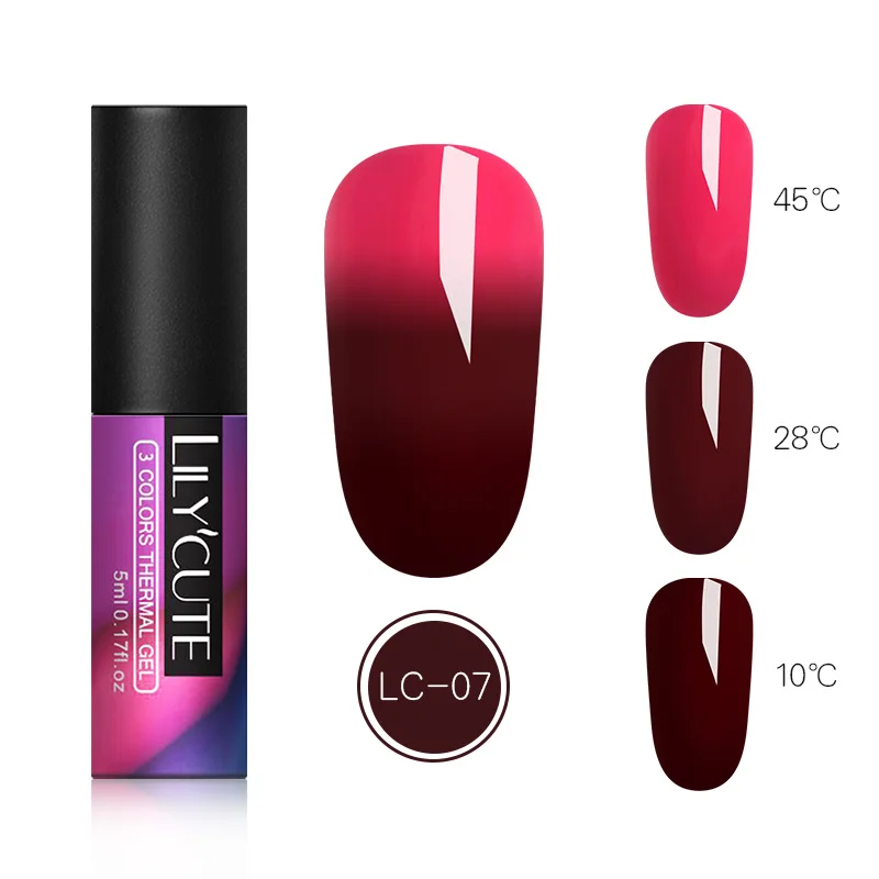 3 Colors 5ml 07 LICYCUTE 7 мл термальный Гель-лак для ногтей Блеск изменение температуры замачиваемый УФ-гель лак стойкий лак для ногтей - Цвет: 3 Colors 5ml 07