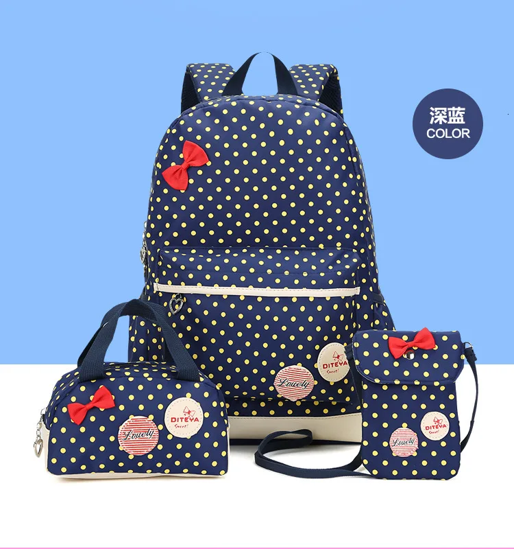 Girls children Printing Backpack School bags 3pcs set  Canvas school bags laptop bag kids travel Backpak schoolbags mochilas