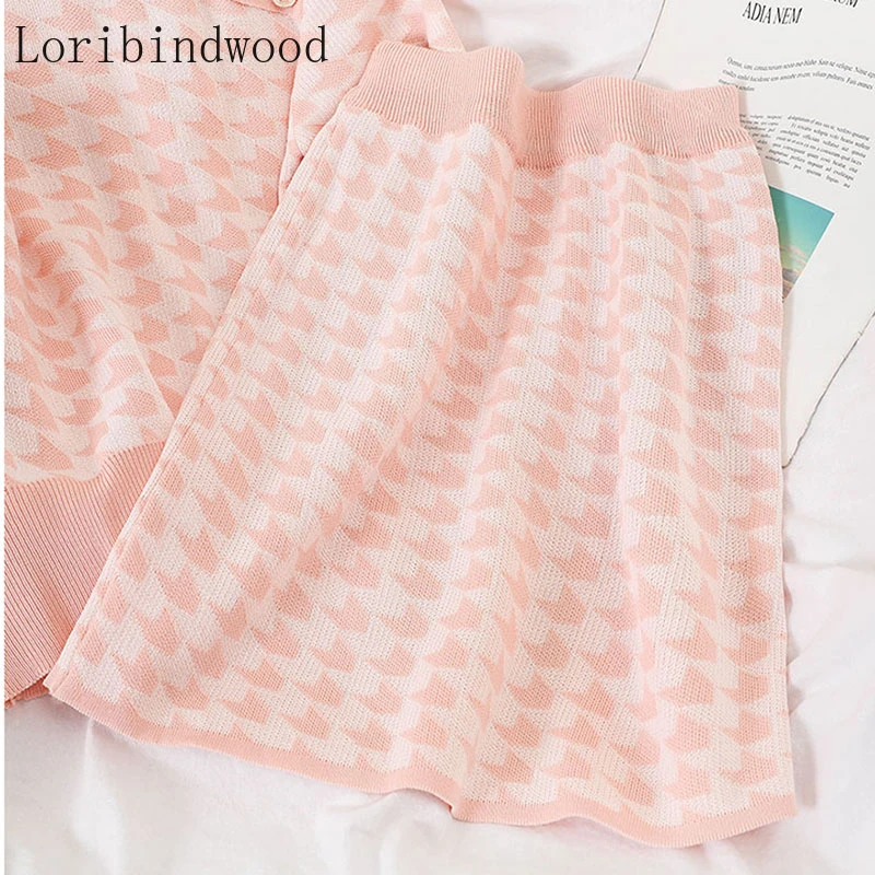 Женский трикотажный костюм из 2 предметов элегантный вязаный свитер с коротким