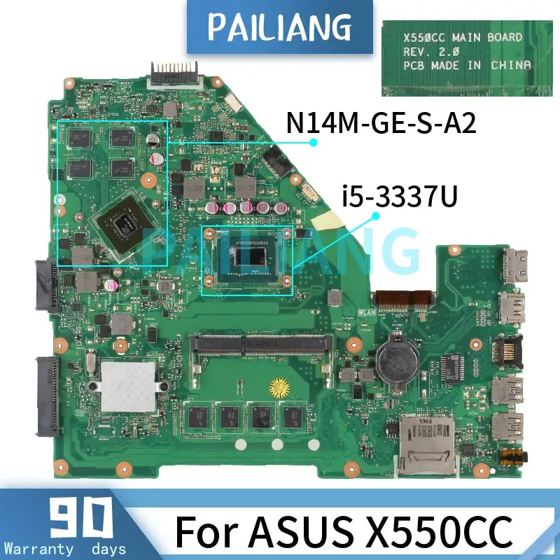 PAILIANG материнская плата для ноутбука ASUS X550CC i5-3337U материнская плата REV.2.0 SR0XL N14M-GE-S-A2 DDR3 тестирование PAILIANG материнская плата для ноутбука ASUS X550CC i5-3337U материнская плата REV.2.0 SR0XL N14M-GE-S-A2 DDR3 тестирование