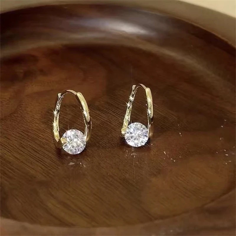 

2021 New Simple Single Zirconia Earrings For Women Girls Korean Style Delicate Chic Jewelry Earings Wholesale