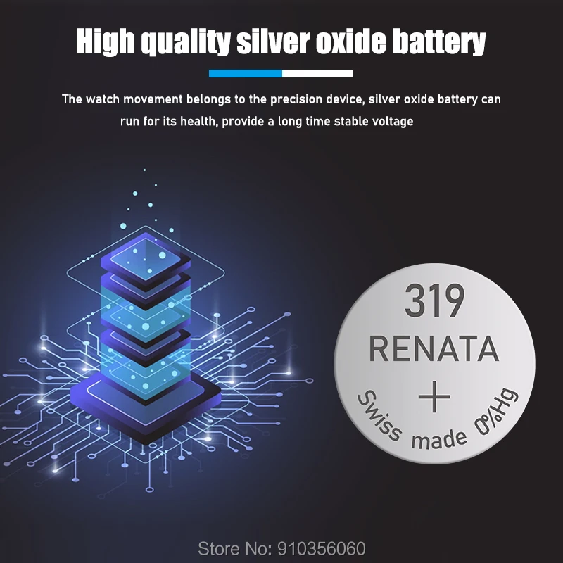 10 шт. 100% оригинальный бренд renata 319 часы с оксидом серебра батарея продолжительная