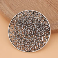10pcslot tibetan silver large open filigree round circle charms pendants for diy jewelry making accessories