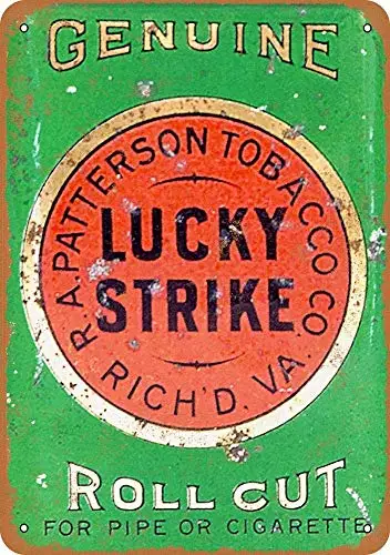 

Tin Sign New Aluminum Lucky Strike Pipe and Cigatte Roll Cut Tobaccos Metal Sign 11.8 x 7.8 Inch