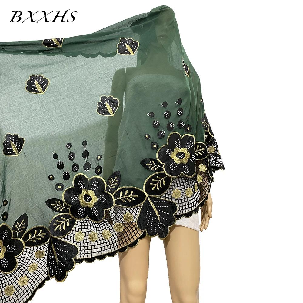 Fashion Abaya Islamic Hijab African Dubai Ramadan Cotton Hijab Pashmina for Pray Embroidery Ring Shawl Wrap Turban Woman BX-30