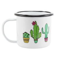 cactus cat household enamel mug office enamel water cup creative mug coffee cup drinkware for friends holiday gifts