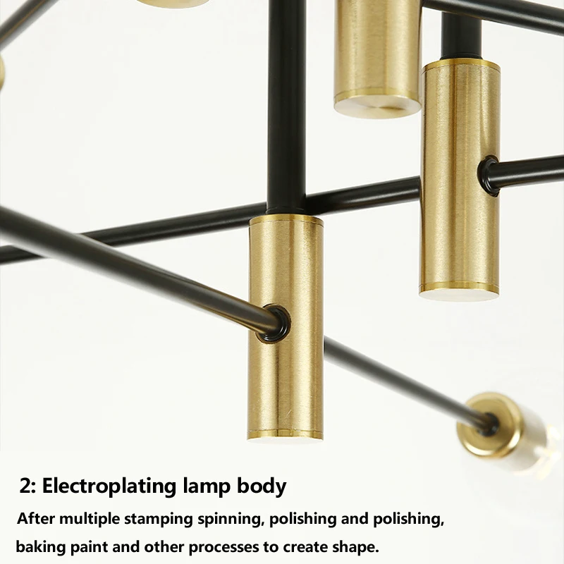 $28.58 Nordic LED Living Room Chandelier Dining Room Bedroom Room Black Branch Creative Light Luxury Simple E27 Bulb Ceiling Lamp