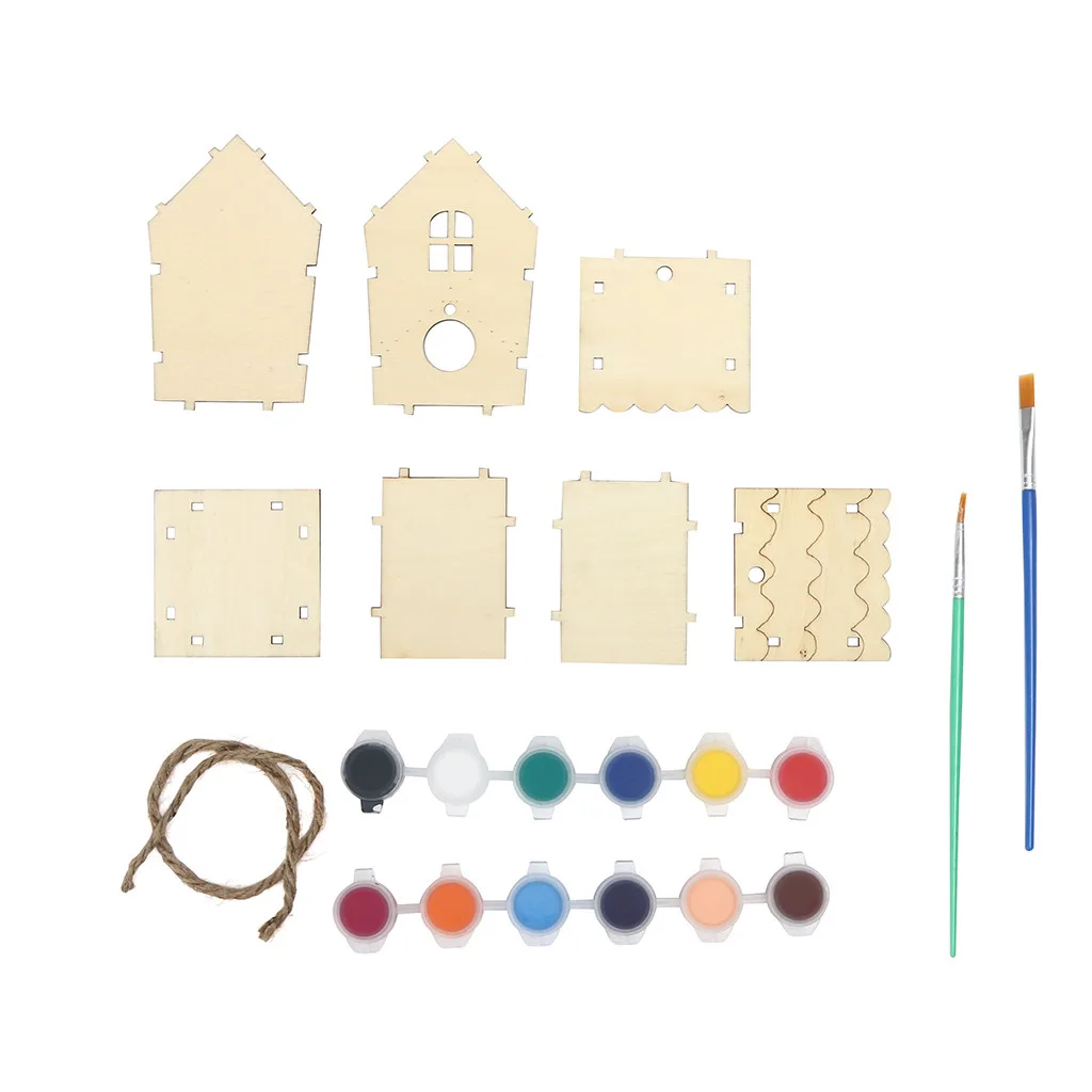 Деревянная кормушка для птиц подвесная украшения сада Шестигранная форма с