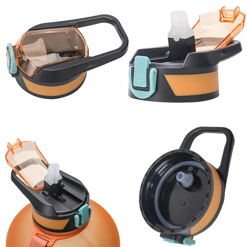 

Gallon Sports Water Bottles with Straw 128oz Leak-proof Flip Lid Kettle Cup Travel To-Go Drinkware Motivational with Time Marker