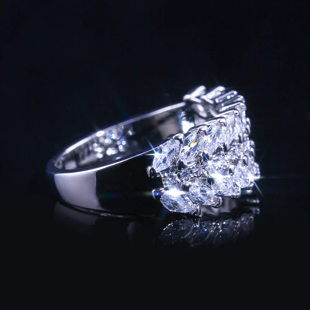 Женское Двухрядное кольцо с цирконом Visisap роскошное обручальное овальным камнем