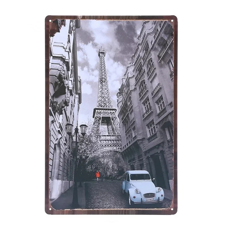 Металлическая жестяная винтажная потертая башня с изображением Парижской башни