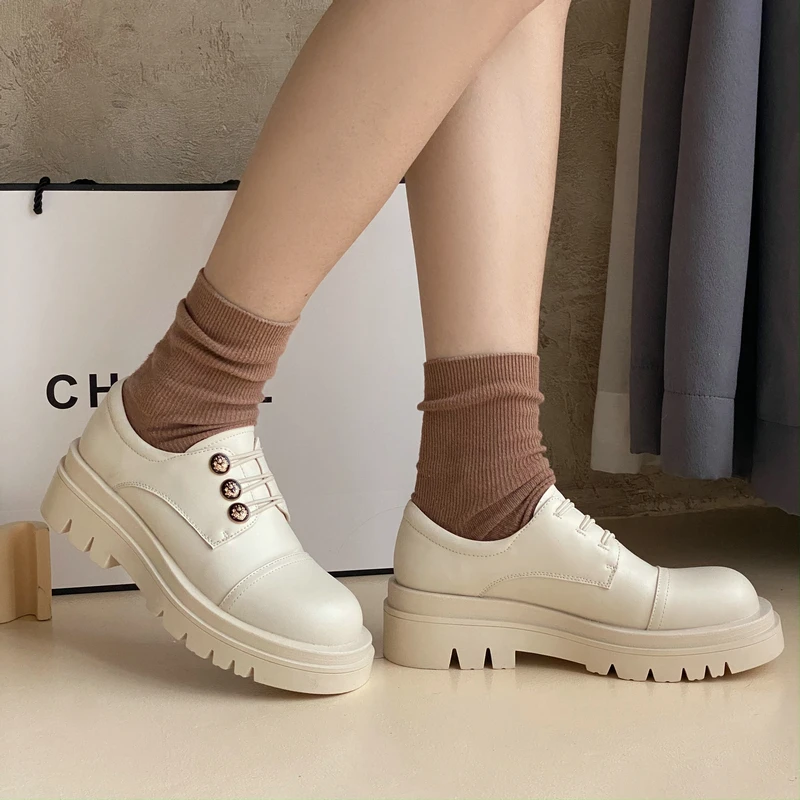 

Лоферы женские из бычьей кожи, повседневные рабочие туфли на плоской платформе, без застежки, с металлическим круглым носком, ручная работа,...