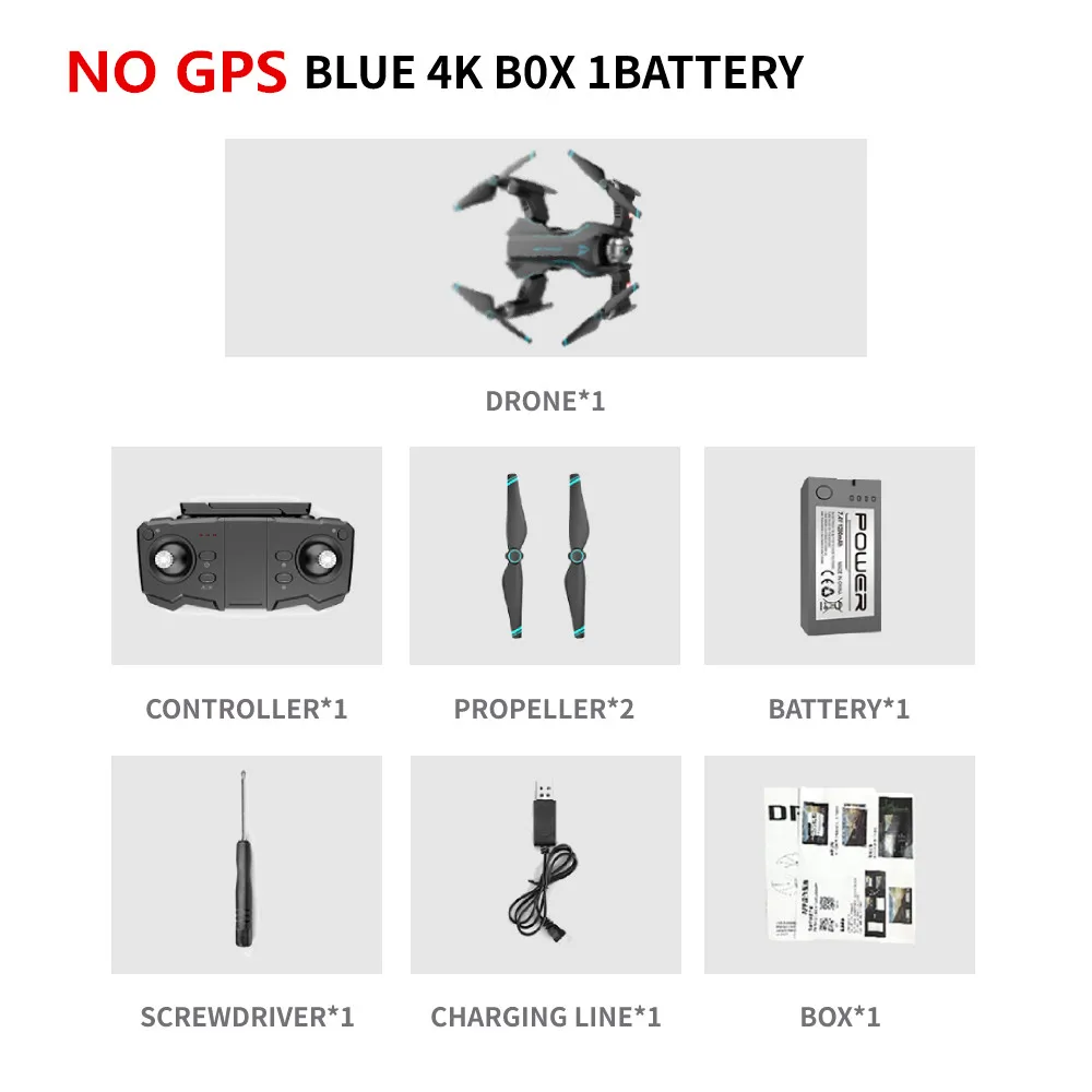 NO GPS BLUE 4K B0X S20 gps Дрон с 4K HD двойной X50 зум Камера оптический поток жестов фото RC вертолет Профессиональный Дрон Квадрокоптер VS SG907 E58 - Цвет: NO GPS BLUE 4K B0X