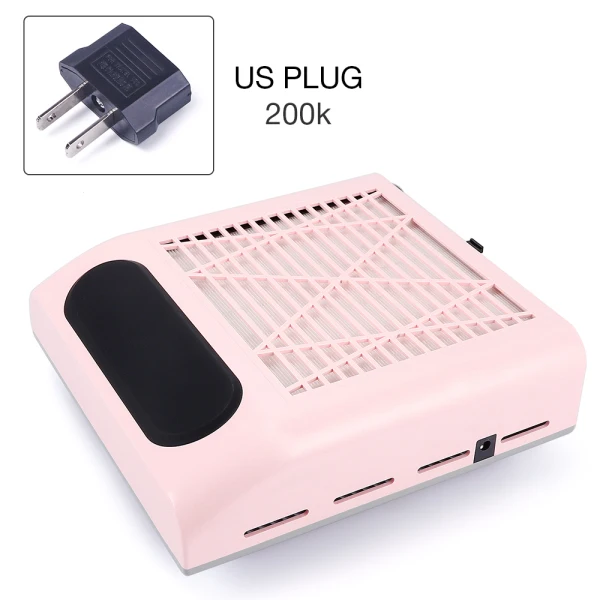 Pink US Plug 80 Вт всасывающий пылесборник для ногтей Вентилятор пылесос маникюрный аппарат инструменты мешок для сбора пыли дизайн ногтей маникюрный салон Инструменты - Цвет: Pink US Plug