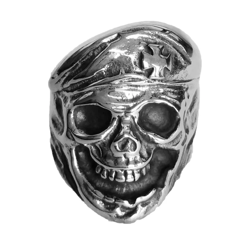 Мужские кольца из нержавеющей стали 316L с крестом черепом капитаном флотом