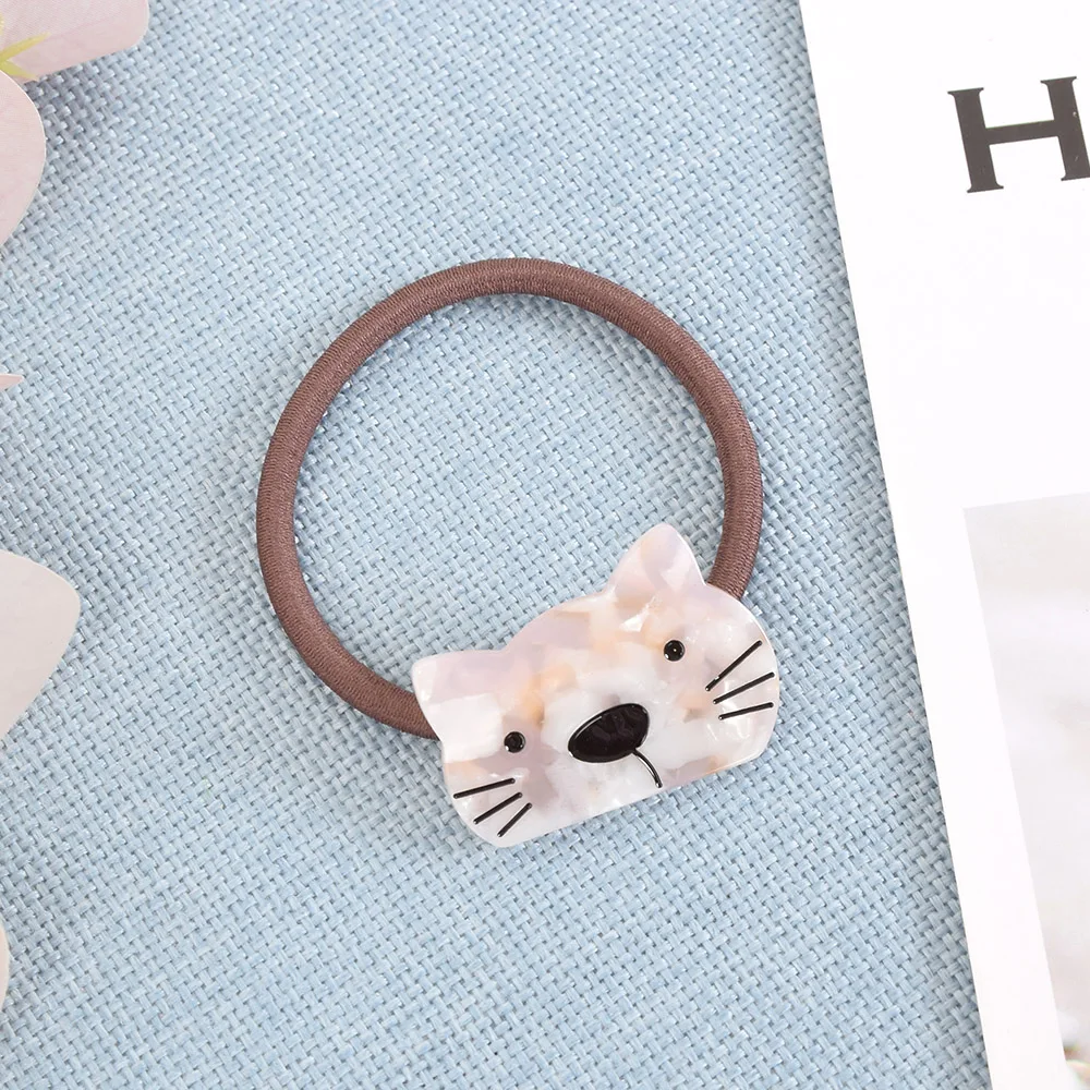 

Accessories Korean Ins Fairy Hair Ring Mori Female Acetate Sheet Rubber Band Cat Head Rope Simple Hair Rope Cartoon For Women