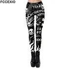 Женские леггинсы для тренировок FCCEXIO, уличная одежда с принтом черного черепа, призрака, Диабло, сильно облегающие леггинсы для фитнеса, штаны с 3D принтом