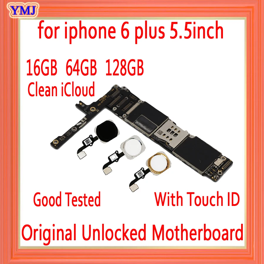 16 Гб 64 128 ГБ для iphone 6 plus 5 дюймов материнская плата с/без Touch ID оригинальная
