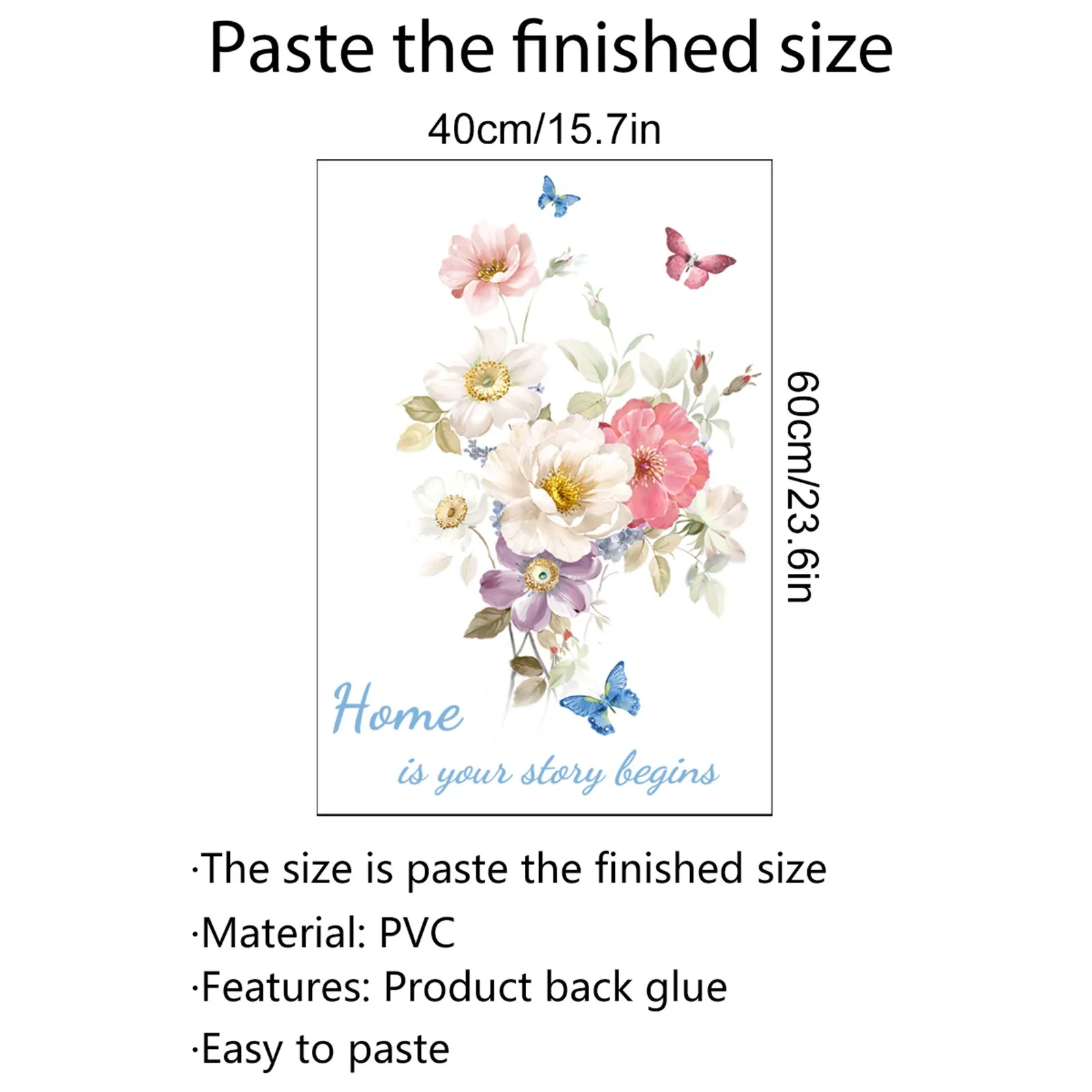 

Peony Flower Pattern DIY Wall Decoration Decal Self-Adhesive PVC Sticker Mural