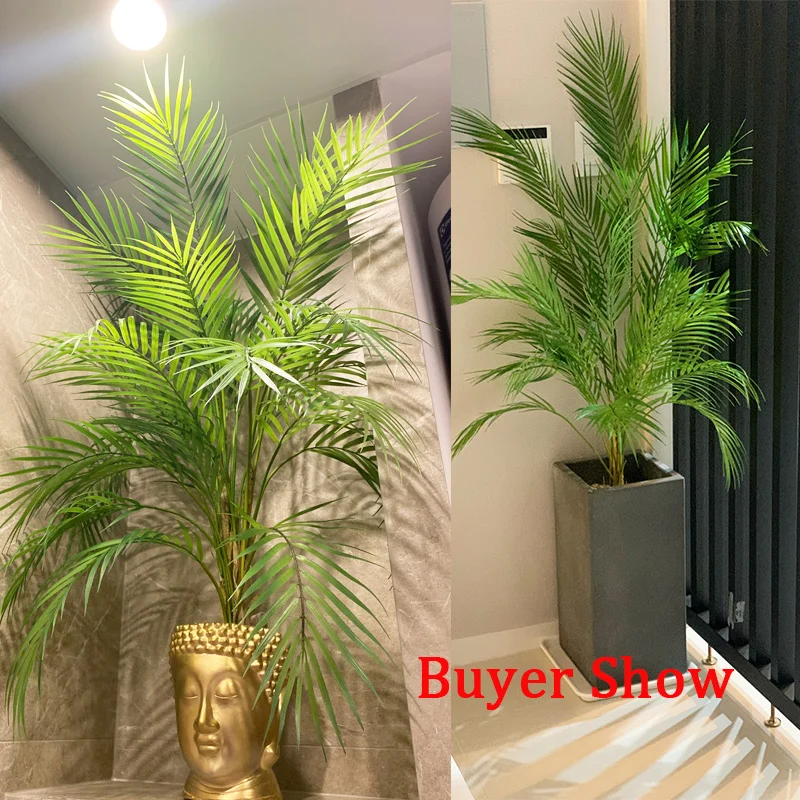 80 125cm tropical plants large artificial palm tree branch floor fake monstera plastic palm leaves for home garden wedding decor free global shipping