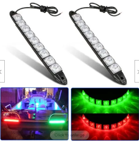 

2PCS Navigation Marine Lights Red and Green Waterproof for Boat Dinghy Pontoon Kayak Marine Boat LED Strip Lights 9LED 12V
