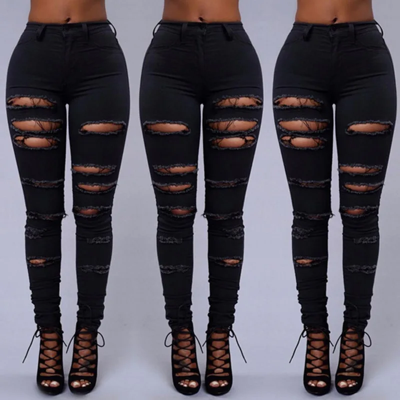 

2020 New European and American Ripped Jeans Women's Skinny Pants Women's Jeans