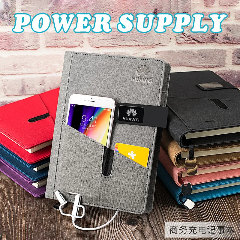 A5 business travel notebook planner with 8000mAh Internal power battery charger with apple android type-C output interface