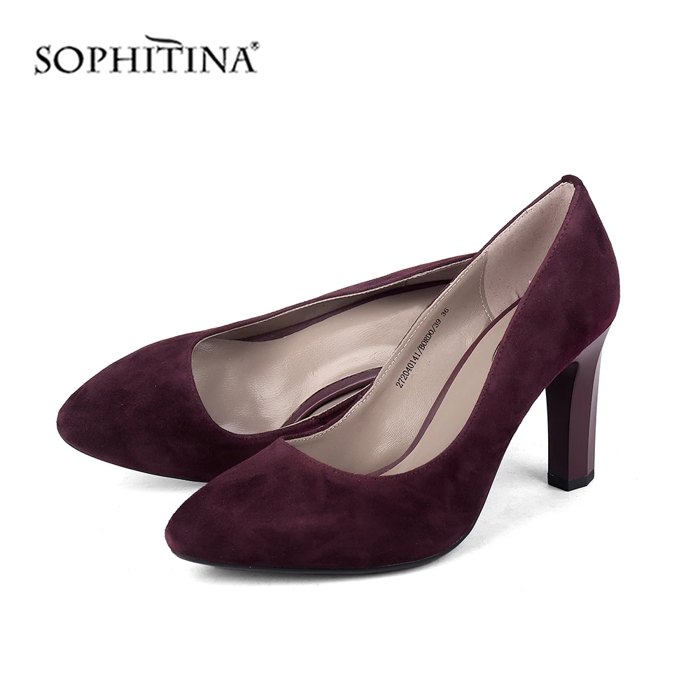 SOPHITINA/Классические однотонные туфли-лодочки замшевые туфли на высоком