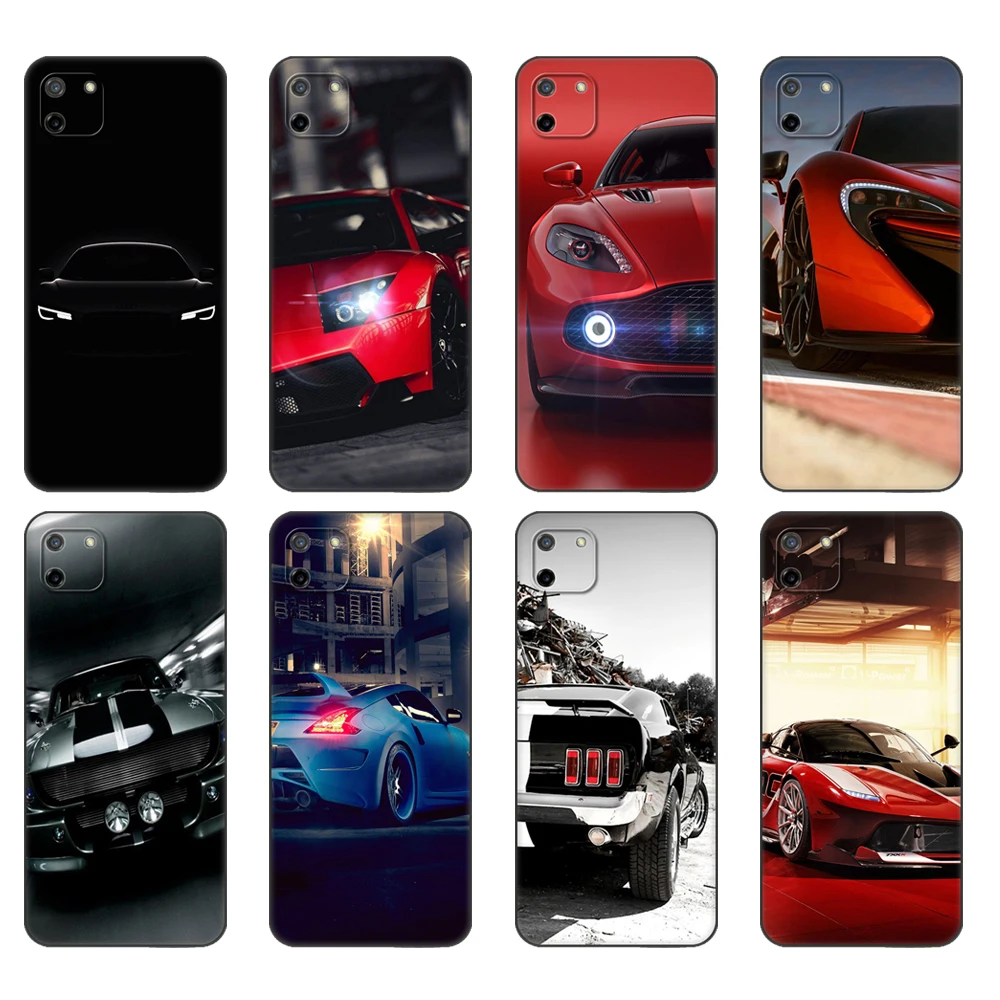 

Black tpu Case For OPPO Realme C11 Case For Realme C 11 RealmeC11 Back RMX2185 Case Cover Bumper Sports Cars Male Men