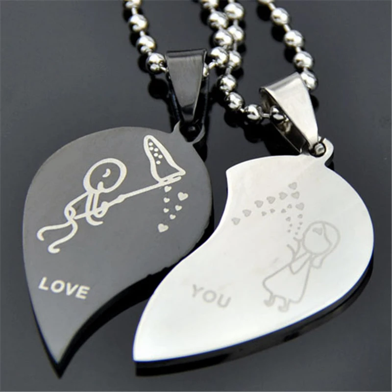 Модное ожерелье из нержавеющей стали для влюбленных мужчин и женщин пар цепочка