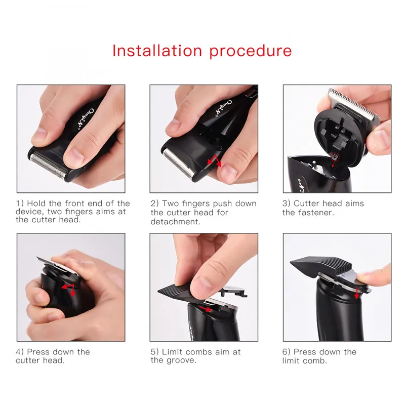 

3 In 1 USB Rechargeable Electric Beard Trimmer Nose Ear Hair Trimmer Razor Shaver Clipper Haircut Shaving Machine +4 Limit Combs