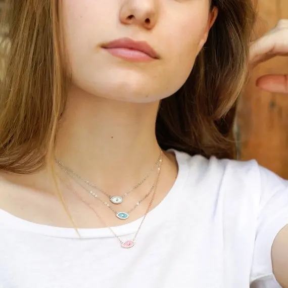 5 цветов милое серебряное ожерелье для девочки эмаль красный синий белый цвет 100%