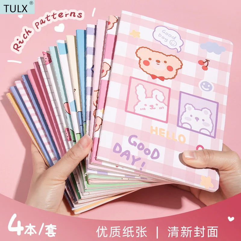 

TULX 4PCS cute notebook notepads stationery office supplies notebooks kawaii notebook