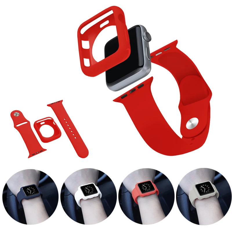 Спортивный ремешок для смарт часов apple watch 44/42/40/38 мм с протектор чехол к чехлу