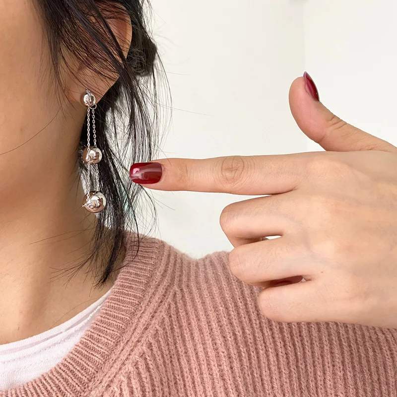 

New Trend Metal Three-ball Chain Dangle Earrings For Women Fashion Drop Earring Party Jewelry Accessories