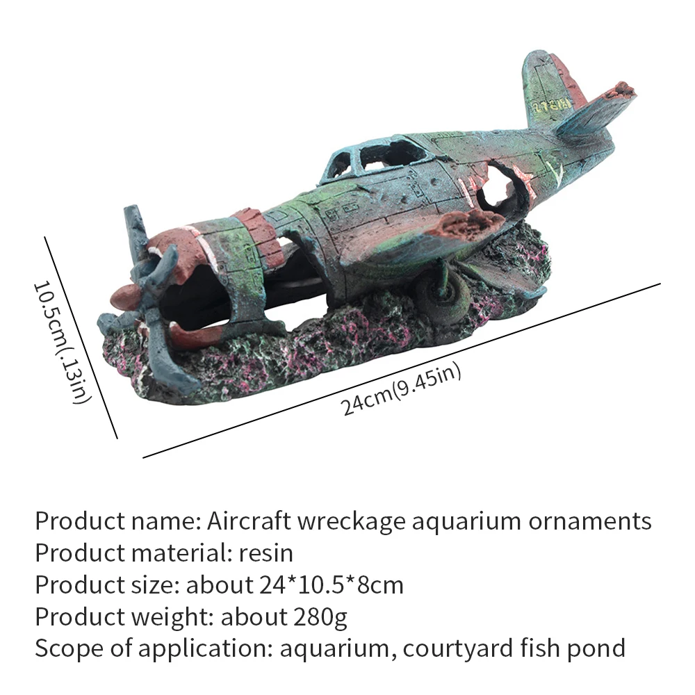 

Aquarium Fighter Ornaments Aircraft Underwater Wreckage Resin Craft Fish Tank Artificial Plane Wreckage Aquarium Landscape