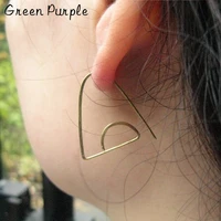 green purple minimalism handmade triangle dangle earrings for women gift real 14k gold filled unusual design statement jewelry