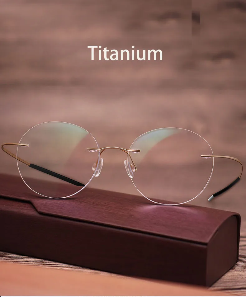 Круглые очки без оправы мужские Оптические по рецепту с защитой от синего света