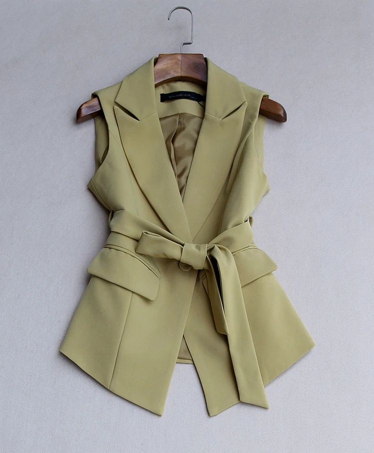 Женский офисный блейзер без рукавов облегающий пиджак с широкими штанинами