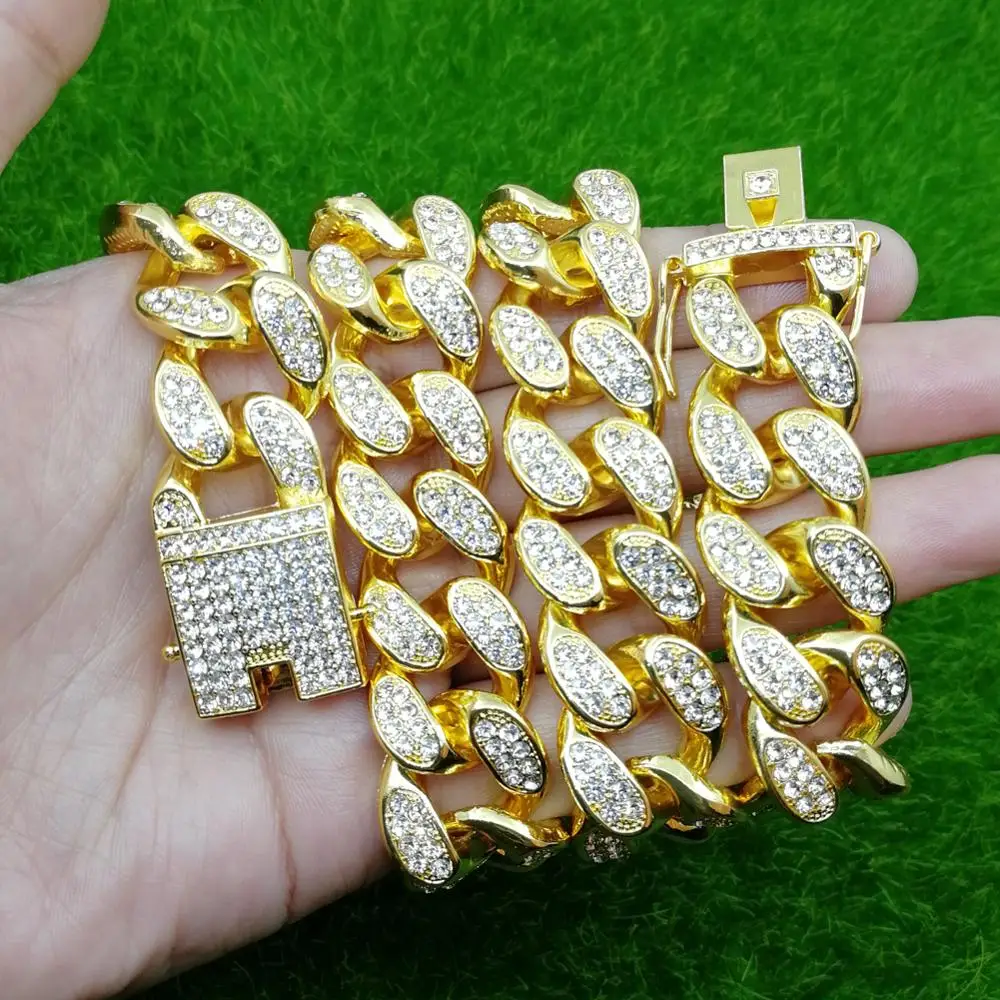 

1 Fashion Charm Choker Heavy Big 20mm Width Chunky Chain Hip Hop Iced Out Cuban Chain Cuban Link Chain Necklace Bling Jewelry