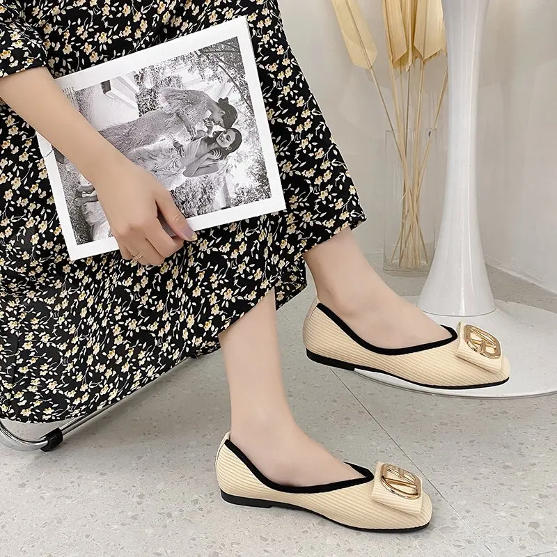 

2021 Summer Flat Comfortable Women's Single Shoes Fashion Office Women's Shoes Fashion Point-toe Low Heeled Women's Flat Shoes