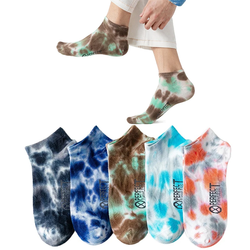 

New Tie-dyed Boat Color Women's Sweat-absorbent Thin Breathable Cotton Low Street Tide