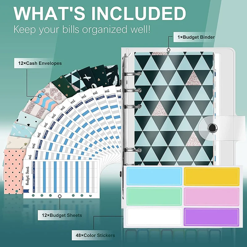 

Cash Envelopes for Budgeting, with Cash Envelopes, A6 Binder for Money Saving Envelopes Organizer, Clear PVC Binder