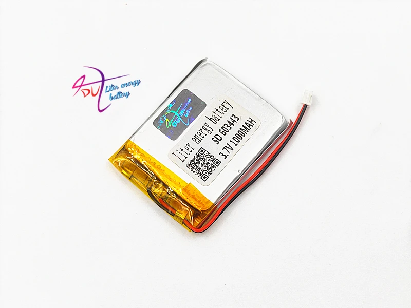 

10 pcs 3.7V 1000mAh battery with JST 1.5mm 2pin connector Lithium Polymer Li-Po Rechargeable 603443 Cells For Mp3 GPS Speaker